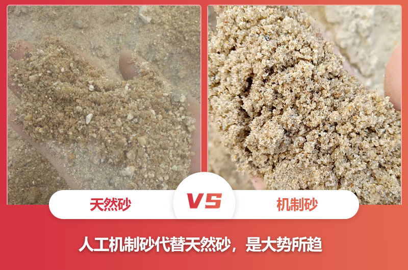 人工機(jī)制砂和天然河沙對比